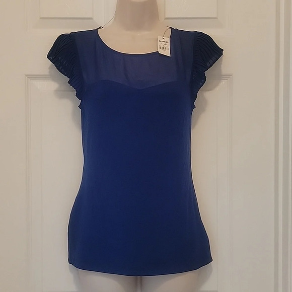 NWT -‎ EXPRESS NAVY COTTON KNIT TOP (sz - SP) - Picture 1 of 7
